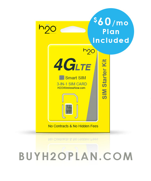 SIM Card and 60 H2O Wireless Plan on Best Cellular Network